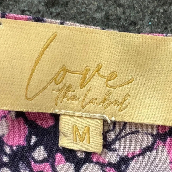 Anthropologie Love the Label Heloise Pink Purple Blue Graphic Blouse Size Medium - Picture 3 of 5